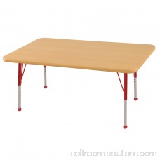 ECR4Kids 30in x 48in Rectangle Everyday T-Mold Adjustable Activity Table Maple/Red - Toddler Ball 565361330